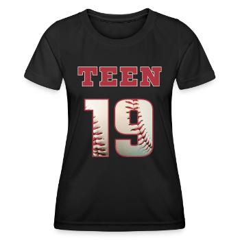 Baseball TEEN 19 - Frauen Funktions-T-Shirt - Schwarz - Vorne - AI Model Female 172 light (172cm)