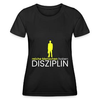 reiche Menschen haben Disziplin - Frauen Funktions-T-Shirt - Schwarz - Vorne - AI Model Female 172 light (172cm)