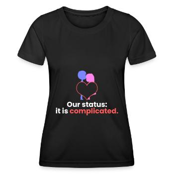 Notre statut : C’est compliqué. - T-shirt sport Femme - noir - Devant - AI Model Female 172 light (172cm)