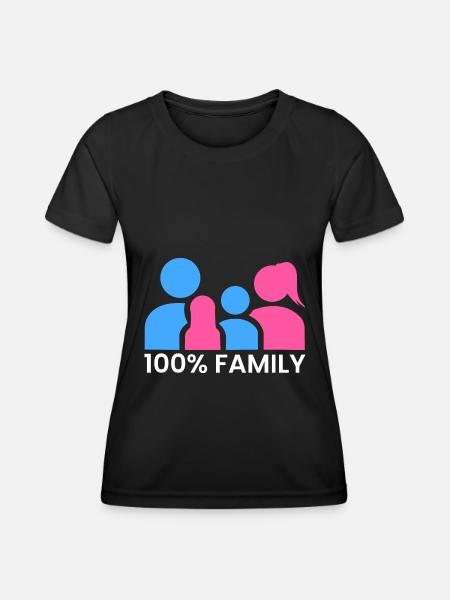 100% Familie - Frauen Funktions-T-Shirt - Schwarz