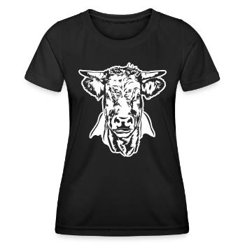 Cow Ox Bull Portrait Pasture Animal Wilsigns - Women's Functional T-Shirt - black - Front - AI Model Female 172 light (172cm)