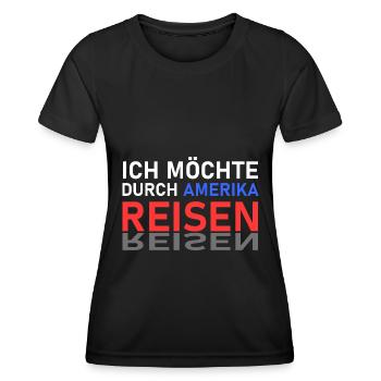 Amerika Reise - Frauen Funktions-T-Shirt - Schwarz - Vorne - AI Model Female 172 light (172cm)
