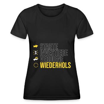 starte - investiere - verdiene - Frauen Funktions-T-Shirt - Schwarz - Vorne - AI Model Female 172 light (172cm)