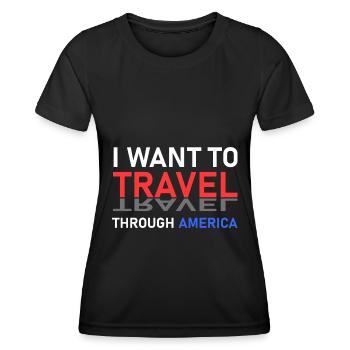 Amerika-Reise - Frauen Funktions-T-Shirt - Schwarz - Vorne - AI Model Female 172 light (172cm)
