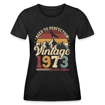 1973 Né vintage 50 anniversaire - T-shirt sport Femme - noir - Devant - AI Model Female 172 light (172cm)