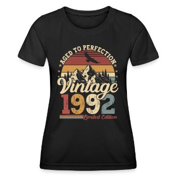 1992 Naissance vintage anniversaire - T-shirt sport Femme - noir - Devant - AI Model Female 172 light (172cm)