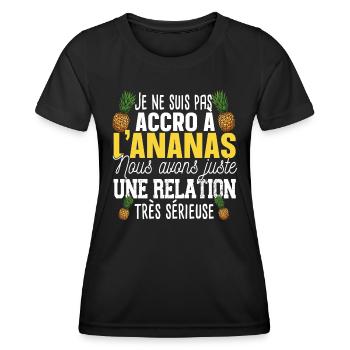 Ananas Fruit Relation Cadeau Humour Jaune Exotique - T-shirt sport Femme - noir - Devant - AI Model Female 172 light (172cm)