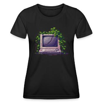 Ancien ordinateur Pixel - T-shirt sport Femme - noir - Devant - AI Model Female 172 light (172cm)