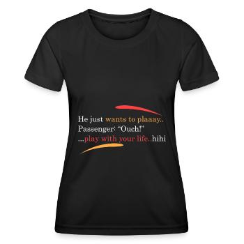 Er will nur spielen... - Frauen Funktions-T-Shirt - Schwarz - Vorne - AI Model Female 172 light (172cm)