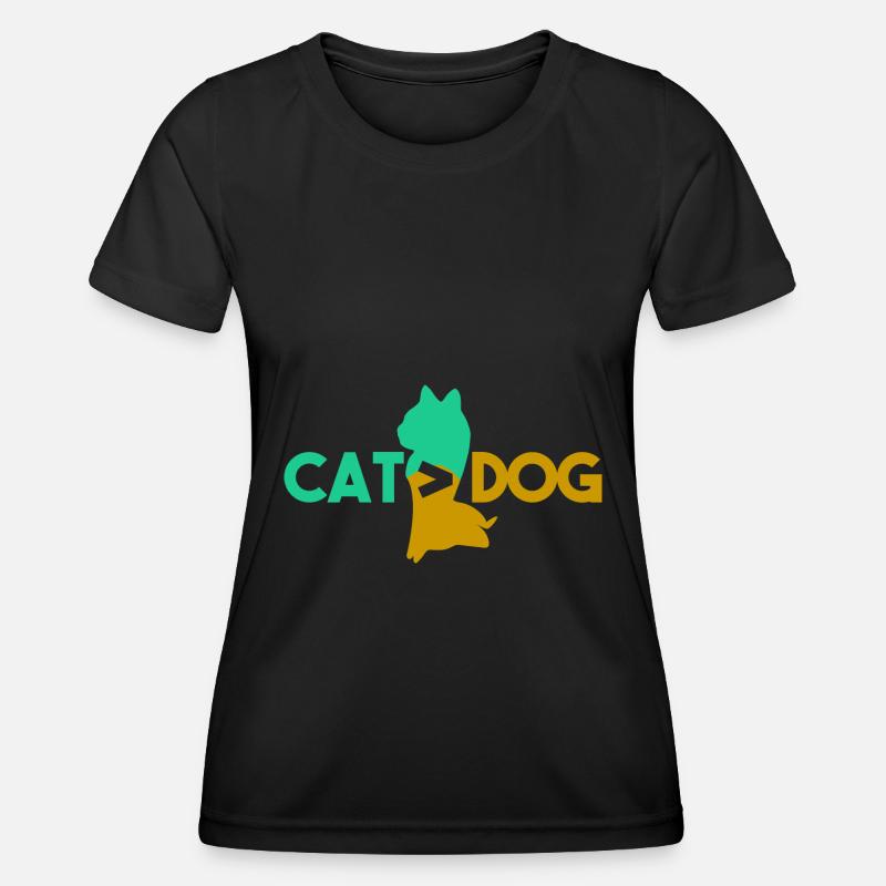 Cat > dog - Women's Functional T-Shirt - black
