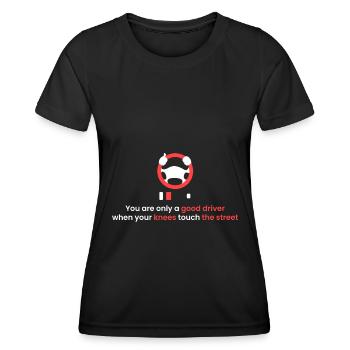 Les genoux sur la route! - T-shirt sport Femme - noir - Devant - AI Model Female 172 light (172cm)