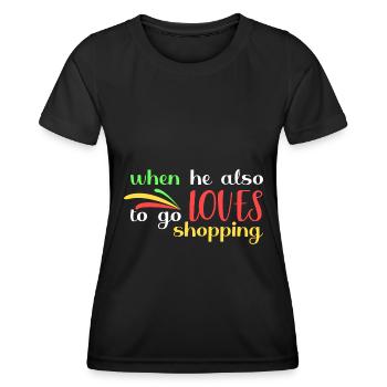 er liebt es auch, einkaufen zu gehen - Frauen Funktions-T-Shirt - Schwarz - Vorne - AI Model Female 172 light (172cm)