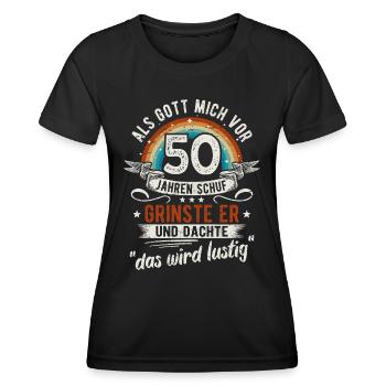 50. Geburtstag als Gott mich vor 50 Jahren schuf - Frauen Funktions-T-Shirt - Schwarz - Vorne - AI Model Female 172 light (172cm)