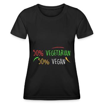 50% vegetarisch 50% vegan - Frauen Funktions-T-Shirt - Schwarz - Vorne - AI Model Female 172 light (172cm)