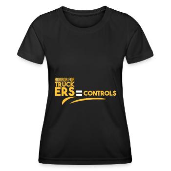 Horror für Trucker = Kontrollen - Frauen Funktions-T-Shirt - Schwarz - Vorne - AI Model Female 172 light (172cm)