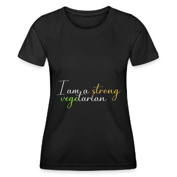 Ich bin ein starker Vegetarier - Frauen Funktions-T-Shirt - Schwarz - Vorne - AI Model Female 172 light (172cm)