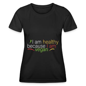 Ich bin gesund, weil ich vegan lebe - Frauen Funktions-T-Shirt - Schwarz - Vorne - AI Model Female 172 light (172cm)