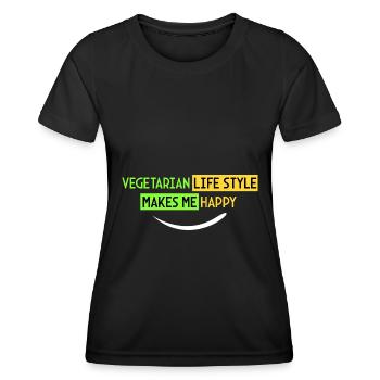 vegetarische Lebensweise - ich bin glücklich - Frauen Funktions-T-Shirt - Schwarz - Vorne - AI Model Female 172 light (172cm)