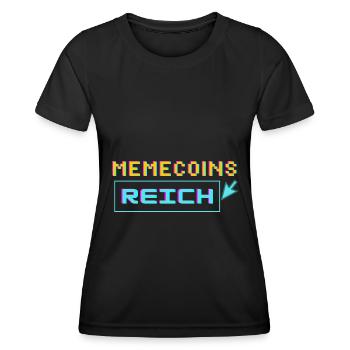 memecoins -> reich - Frauen Funktions-T-Shirt - Schwarz - Vorne - AI Model Female 172 light (172cm)