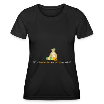 Was bedeutet es reich zu sein? - Frauen Funktions-T-Shirt - Schwarz - Vorne - AI Model Female 172 light (172cm)