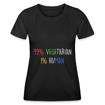 99% vegetarisch 1% menschlich - Frauen Funktions-T-Shirt - Schwarz - Vorne - AI Model Female 172 light (172cm)