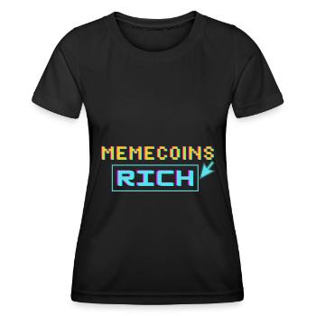 Memecoins -> reich - Frauen Funktions-T-Shirt - Schwarz - Vorne - AI Model Female 172 light (172cm)