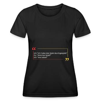 Ich: "Ich habe das Spiel durch" - Frauen Funktions-T-Shirt - Schwarz - Vorne - AI Model Female 172 light (172cm)