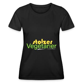 stolzer Vegetarier - Frauen Funktions-T-Shirt - Schwarz - Vorne - AI Model Female 172 light (172cm)