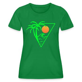 Sommerstimmung - Sonnenuntergang, Palmen und das Meer - Frauen Funktions-T-Shirt - Kelly Green - Vorne - AI Model Female 172 dark (172cm)