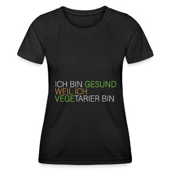 gesund weil ich Vegetarier bin - Frauen Funktions-T-Shirt - Schwarz - Vorne - AI Model Female 172 light (172cm)