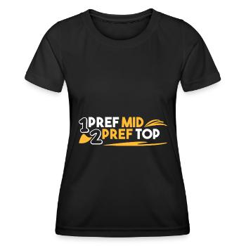 1. Préf Mid 2. Préf Haut - T-shirt sport Femme - noir - Devant - AI Model Female 172 light (172cm)