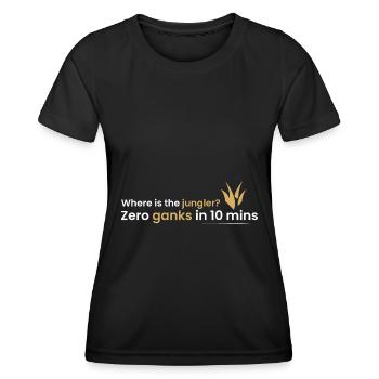 Wo ist mein Jungler? - Frauen Funktions-T-Shirt - Schwarz - Vorne - AI Model Female 172 light (172cm)