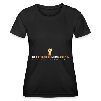 meine Coins=super Arbeit - Frauen Funktions-T-Shirt - Schwarz - Vorne - AI Model Female 172 light (172cm)