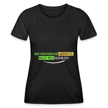vegetarisch macht mich glücklich - Frauen Funktions-T-Shirt - Schwarz - Vorne - AI Model Female 172 light (172cm)