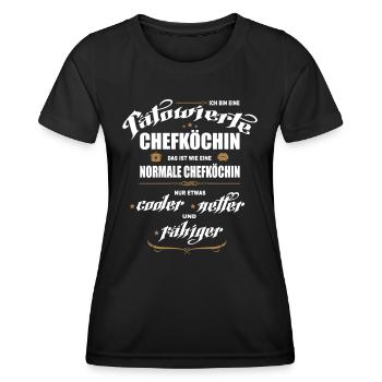 Chefköchin mit Tattoos. Tätowierte Köchin. - Frauen Funktions-T-Shirt - Schwarz - Vorne - AI Model Female 172 light (172cm)