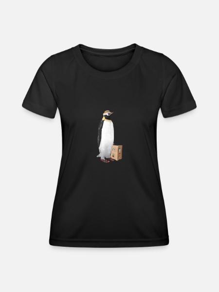 Penguin on a transit holiday trip to the south - Women's Functional T-Shirt - black