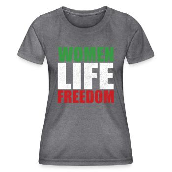 Women life freedom support retro Free Iran - Women's Functional T-Shirt - dark melange  - Front - AI Model Female 172 light (172cm)