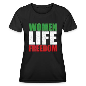 Women life freedom support retro Free Iran - Frauen Funktions-T-Shirt - Schwarz - Vorne - AI Model Female 172 light (172cm)