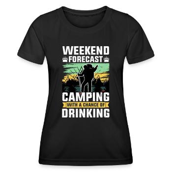 Randonnée le week-end avec une chance de boire - T-shirt sport Femme - noir - Devant - AI Model Female 172 light (172cm)