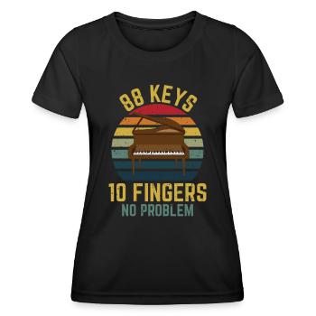 88 KEYS 10 FINGERS NO PROBLEM - Frauen Funktions-T-Shirt - Schwarz - Vorne - AI Model Female 172 light (172cm)