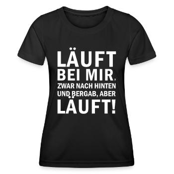 Läuft bei mir - Frauen Funktions-T-Shirt - Schwarz - Vorne - AI Model Female 172 light (172cm)
