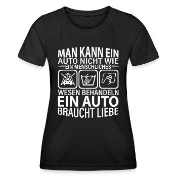 Man kann ein Auto nicht wie ein menschliches Wesen - Frauen Funktions-T-Shirt - Schwarz - Vorne - AI Model Female 172 light (172cm)