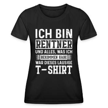 Ich bin Rentner und dieses Shirt ist mein Geschenk - Frauen Funktions-T-Shirt - Schwarz - Vorne - AI Model Female 172 light (172cm)