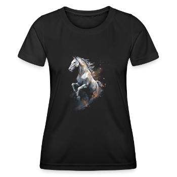 Springpferd Polygon im Staub - Frauen Funktions-T-Shirt - Schwarz - Vorne - AI Model Female 172 light (172cm)