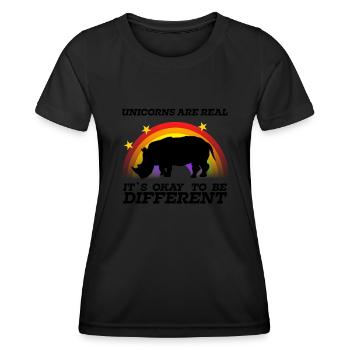 Unicorn Rhinoceros Acceptance and Difference - Women's Functional T-Shirt - black - Front - AI Model Female 172 light (172cm)