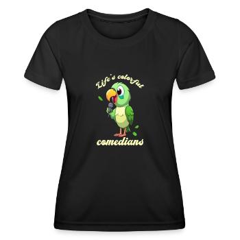 Perroquet au microscope au look comique - T-shirt sport Femme - noir - Devant - AI Model Female 172 light (172cm)