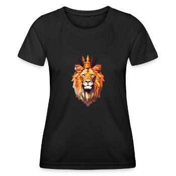 Polygone Lion Couronne royale - T-shirt sport Femme - noir - Devant - AI Model Female 172 light (172cm)