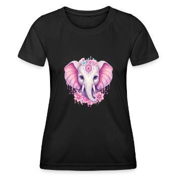 Indischer Elefant in Rosa - Flora und Ornamentik - Frauen Funktions-T-Shirt - Schwarz - Vorne - AI Model Female 172 light (172cm)
