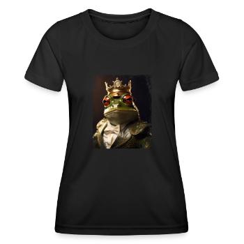 King with crown is a frog - Women's Functional T-Shirt - black - Front - AI Model Female 172 light (172cm)