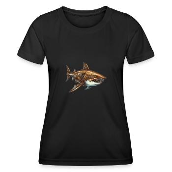 Mechanical shark in steampunk style - Women's Functional T-Shirt - black - Front - AI Model Female 172 light (172cm)